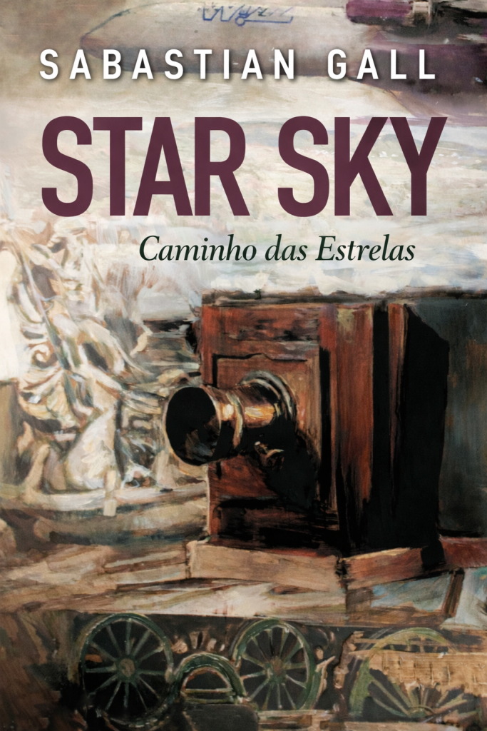 Star Sky book cover by Sabastian Gall with Portuguese subtitle “Caminho das Estrelas” and vintage camera illustration