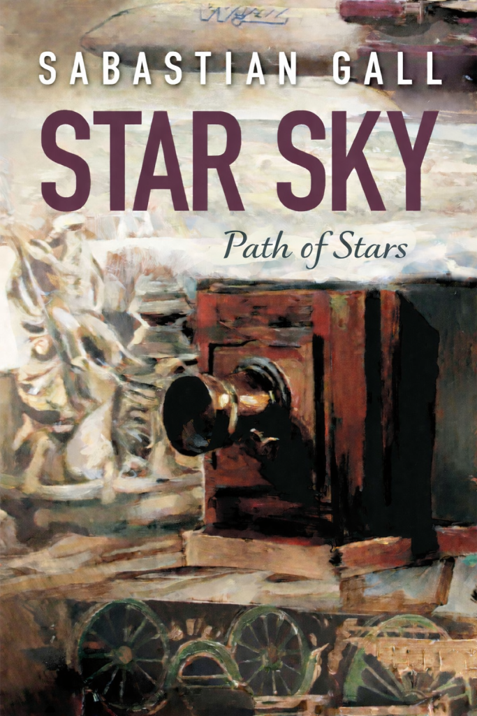 Star Sky book cover by Sabastian Gall with subtitle “Path of Stars” and vintage camera illustration
